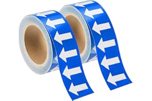 MECCANIXITY Directional Pipe Flow Arrow Adhesive Tape, 2 Inch x 65 Ft, Blue with White Arrows, Pack of 2