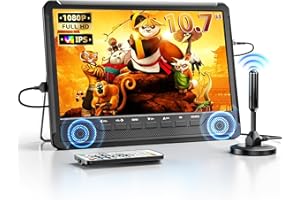 NORTHING 10.7" IPS Flat Screen TV, Portable Mini TV with Antenna ATSC Tuner, LCD Monitor 1080P with HDMI, AV, USB Input, Remote Control, Stand, Small Television for Camping Car Travel