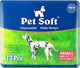 Pet Soft Male Dog Nappies 12 Count Disposable Wraps 30-48 cm Waist
