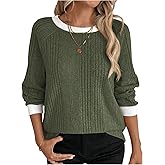 SOLY HUX Women's Long Sleeve Sweatshirt Color Block Crew Neck Pullover Tops Trendy Casual Fall Clothes