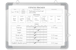 Lincia 16 x 12 Inch Fitness Tracker Whiteboard Workout Calendar for Home Gym Dry Erase Planner Hanging Removable to Do List f