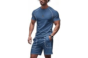 congluoki Men's Outfits 2 Piece Summer Tracksuits Mens Casual Sports Shirt and Shorts Set Jogging Tracksuit with Pockets