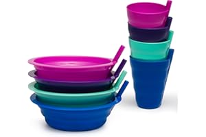 Klickpick Home Cereal Bowls with Straws and Kids Straw Cups - Set of 4 Bowls with Straws for Kids, and 4 Straw Cups for Kids BPA Free Dishwasher Safe Great for Kids and Toddlers