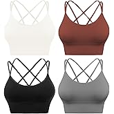 Evercute Cross Back Sport Bras Padded Strappy Criss Cross Cropped Bras for Yoga Workout Fitness Low Impact
