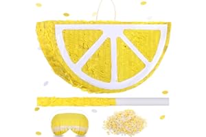 Sratte Lemon Piñata 15.8" x 7.9" Fruit Summer Theme Includes Stick Blindfold Confetti Fruit Pinata Birthday Party Decorations for Summer Tropical Party Supplies Fiestas Carnival Game