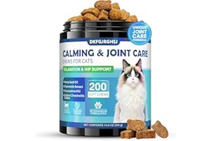 DKFGJRGHSJ Cat Calming Treats, 200 Soft Chews Hemp Cat Calming Treats with Glucosamine for Anxiety Relief Hip & Joint Support Calming Chews for Cats Anxiety Stress Chicken Flavor