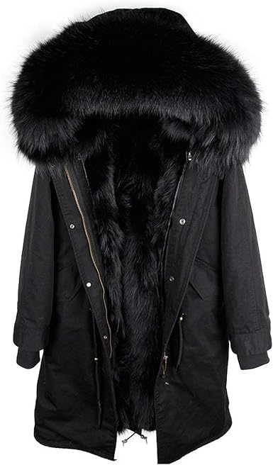 real raccoon fur hooded coat