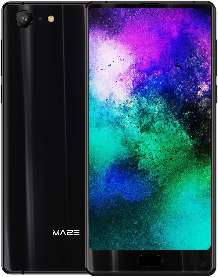 Maze Alpha X 4G Smartphone 6 inch 18:9 FHD Screen 1080 * 2160pixel Android 7.0 Helio P25 Octa-core 2.5GHz 6GB RAM 64GB ROM 13MP+8MP Type-C 3900mAh Fingerprint Mobilephone-Black (Black 6-64GB)