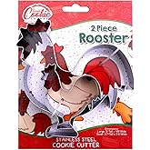 Rooster Farm Animal Cookie Cutter 2 Piece Set, Premium Food-Grade Stainless Steel, Dishwasher Safe (Rooster 2 Pc Set)