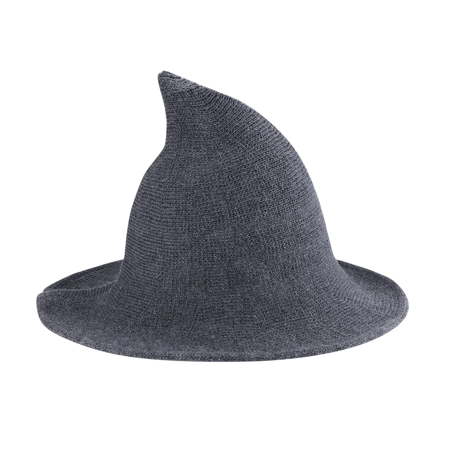 Halloween Witch Hat Modern Women Wool Sharp Pointed Witch Hat Brim Foldable Knitted Wizard Hat Cosplay Halloween Party Costume Accessory Winter Autumn Bucket Hat for Women Party Holiday Daily Decor