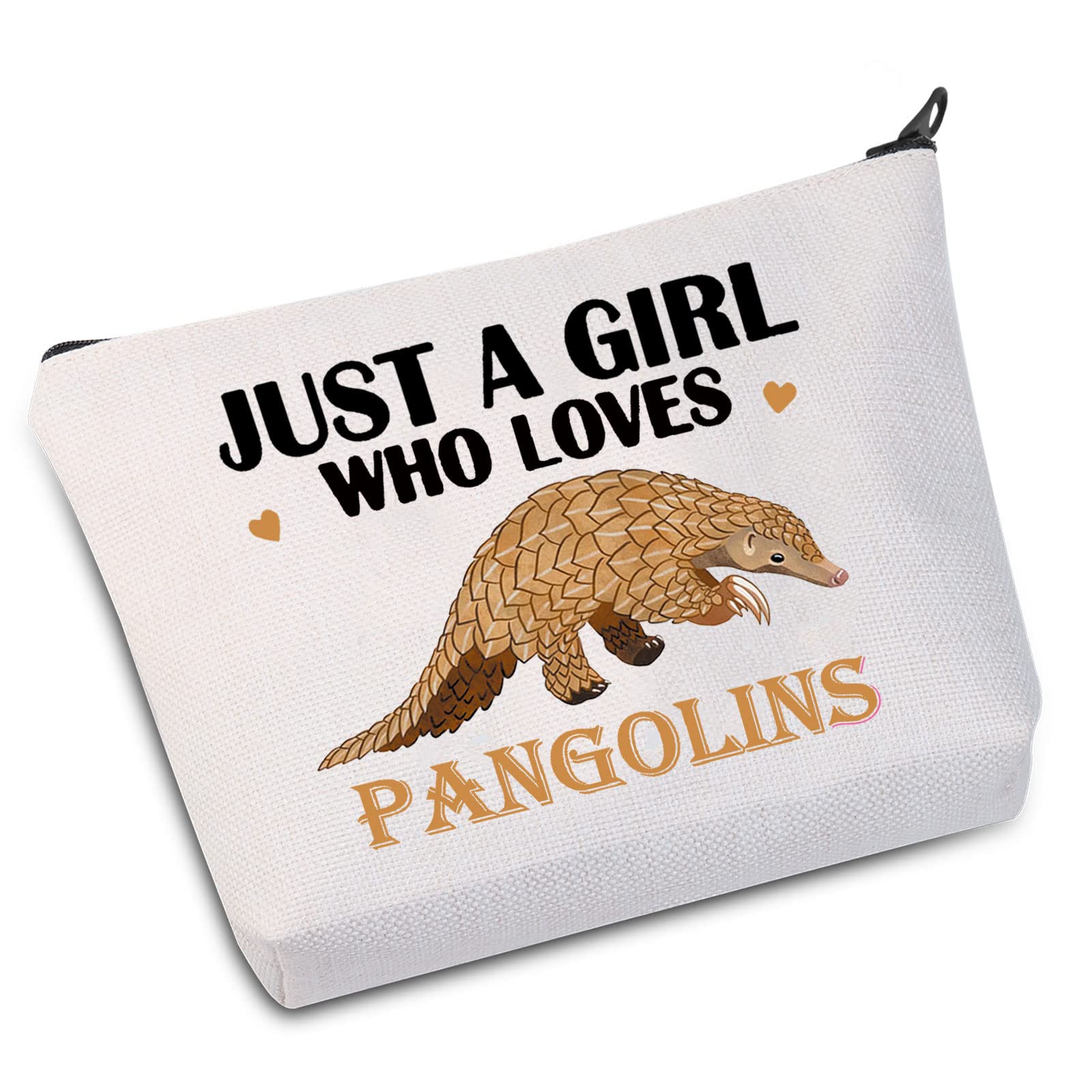 WZMPA Funny Pangolin Cosmetic Makeup Bag Animal Lover Gift Just A Girl Who Loves Pangolins Makeup Zipper Pouch Bag Pangolin Lover Gift For Women Girls, Loves Pangolins