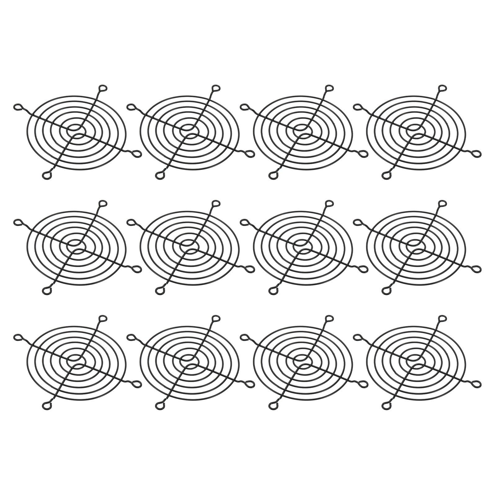 PATIKIL 90mm Fan Finger Grill, 12 Pack Metal Grill Protector Guard Fan Protective Cover for 90x90mm Exhaust Fans for Equipment Computer DIY, Black