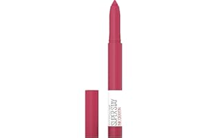 Maybelline Super Stay Ink Crayon Lipstick Makeup, Precision Tip Matte Lip Crayon with Built-in Sharpener, Longwear Up To 8Hrs, Run The World, Magenta Pink, 1 Count