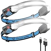 Smiling Shark TD-0123-S Headlamp, 2-Pack 2400mAh Ultra-Bright Head Lamp Flashlight Rechargeable with Multi-Mode LED Head Lamp with 270°Rotated for Outdoor, Camping, Hiking