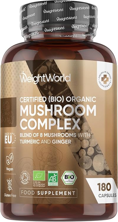WeightWorld Organic Mushroom Complex 180 Vegan Capsules Turmeric Ginger