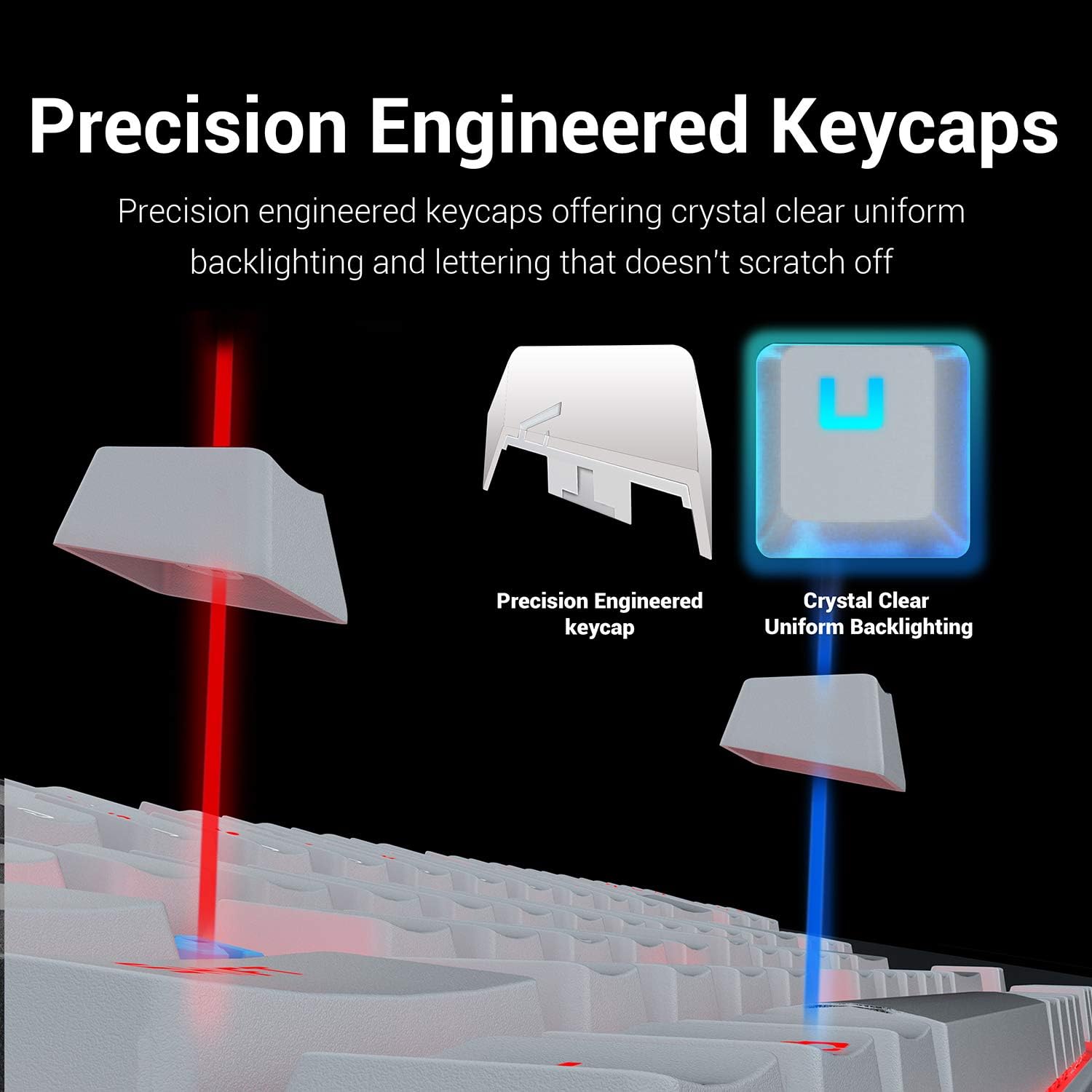 Redragon K552 Mechanical Gaming Keyboard RGB LED Rainbow Backlit Wired Keyboard with Red Switches for Windows Gaming PC (87 Keys, White): Computers & Accessories