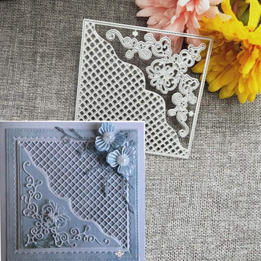 wiFndTu Cutting Dies for Card Making, Grid Background Frame Metal Cutting Dies DIY Scrapbooking Stencil for Album Embossing Paper Cards Decorative Craft Silver