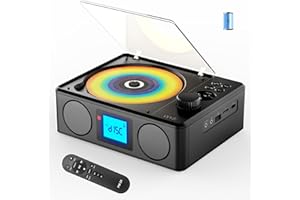 Kuephom Portable CD Player with Speakers: Rechargeable Bluetooth CD FM Radio with Remote - MP3/USB/TF playable with Stereo Sound - Sleep Timer/LCD Display/Earphone Jack - Music Lover/Nostalgia Gift