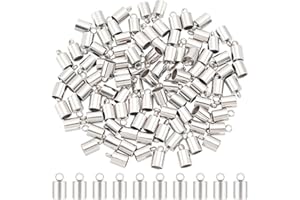 UNICRAFTALE 100pcs Barrel End Caps 100pcs Stainless Steel Cord Ends 4mm Inner Diameter Smooth End Caps Terminators Cord Finding for Jewelry Making Kit, Stainless Steel Color