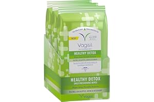 Vagisil Wipes for All Over Cleaning, Health Detox, Formulated with Essential Oils, 20 Wipes in a Re-Sealable Pouch (Pack of 3)