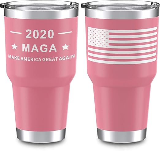 Amazon Com Heato Trump Make America Great Again Outdoor Tumbler Double Wall Stainless Steel Insulated Travel Mug Coffee Cup With Lid Pink 20 Oz Kitchen Dining