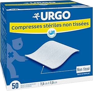 URGO - Urgo Compresses Stériles Non Tissé 7,5 x 7,5 cm 50 ...