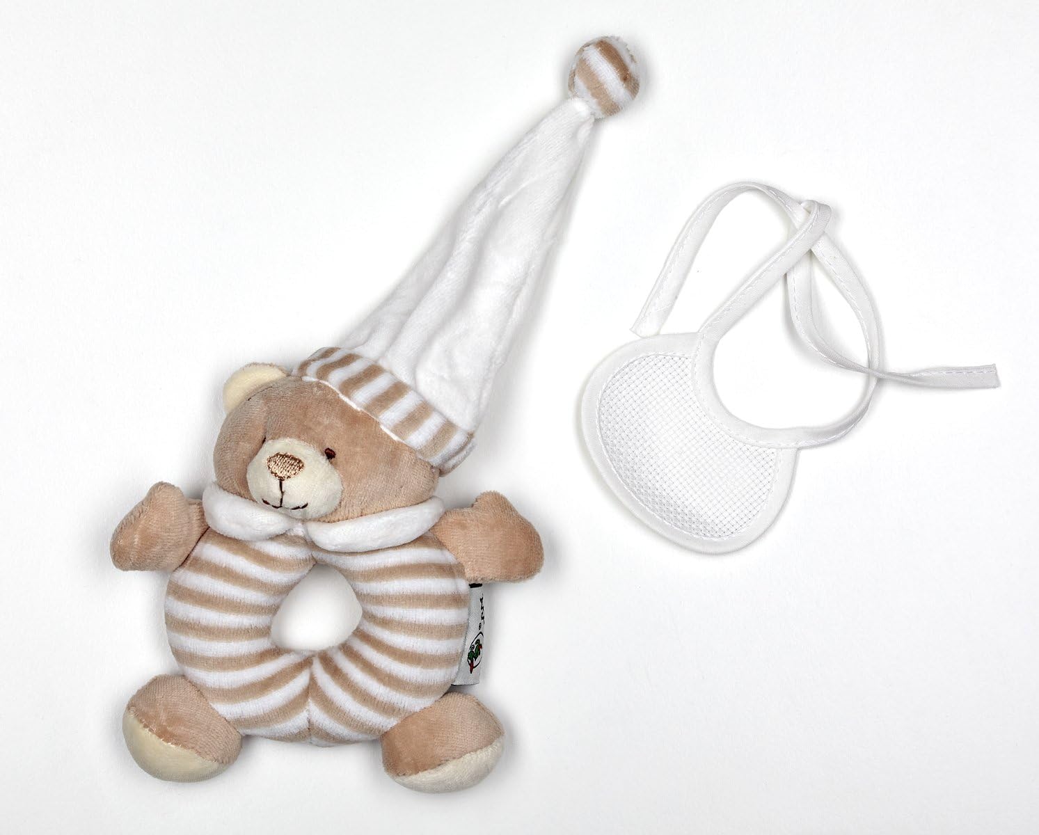 Doudou à Broder Point de Croix Ours Hochet Coloris Ecru