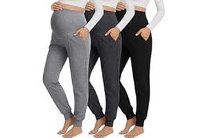 Oakgarden 3 Pack Women's Maternity Pants Over The Belly Pregnancy Joggers Stretchy Loose Lounge Sweatpants with Pockets