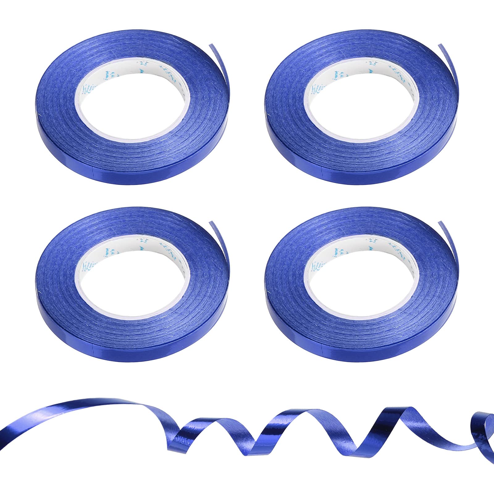 PATIKIL 4pcs Curling Ribbon Crimped Balloon String Shiny Metallic 5mm 10m Iridescent for Party Decoration Gift Wrapping Crafts Dark Blue — image 1