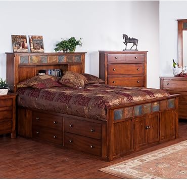 Amazon Com Sunny Designs Santa Fe Queen Storage Bed Queen