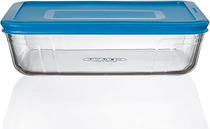 Pyrex Cook N Fresh Rechteckige Aufbewahrungsform Glasbox Mit Blauem Kunststoffdeckel 1 5 L Grosse L 22 X B 17 X H 6 Cm Amazon De Kuche Haushalt