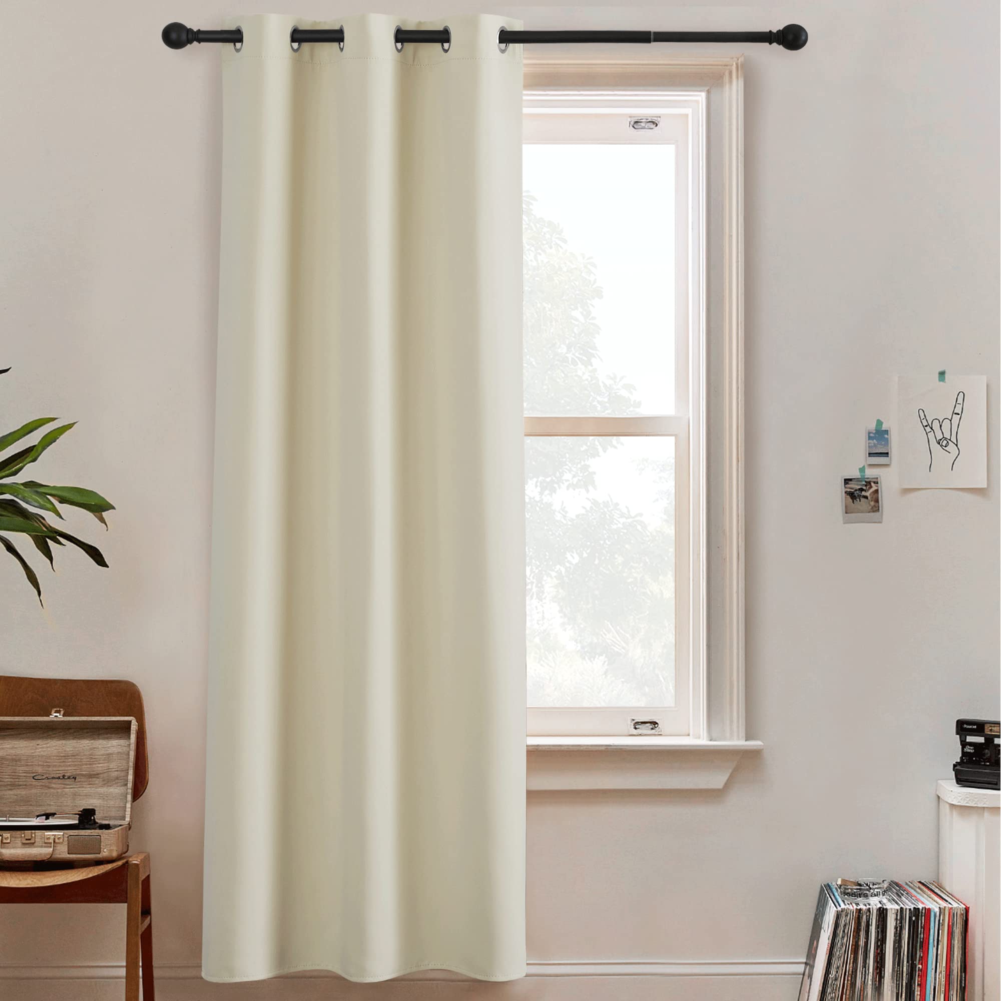 Photo 1 of RYB HOME Room Divider Curtain, Portable Privacy Curtains Screen Partitions Oder & Noise Reduction Blackout Drapes for Patio Sliding Glass Door Office Space, W60 x L84 inches, Light Beige, 1 Pc