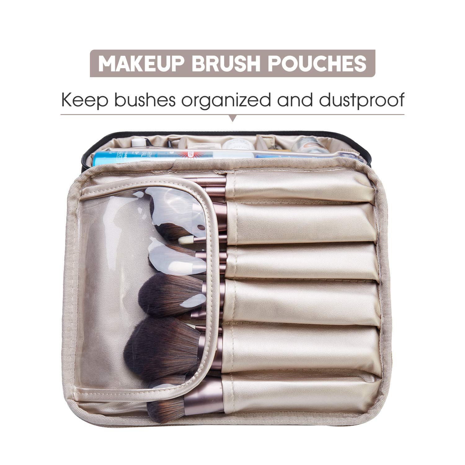 Travel Makeup Bag Large Cosmetic Bag Make up Case Organizer for Women and Girls (A-Black) : Beauty
