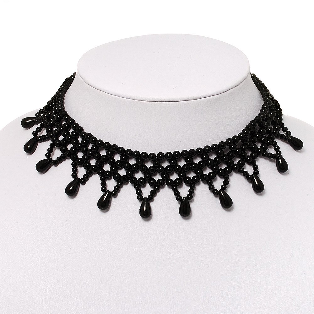 Avalaya Black Acrylic Bead Flex Fancy Dress Party Choker