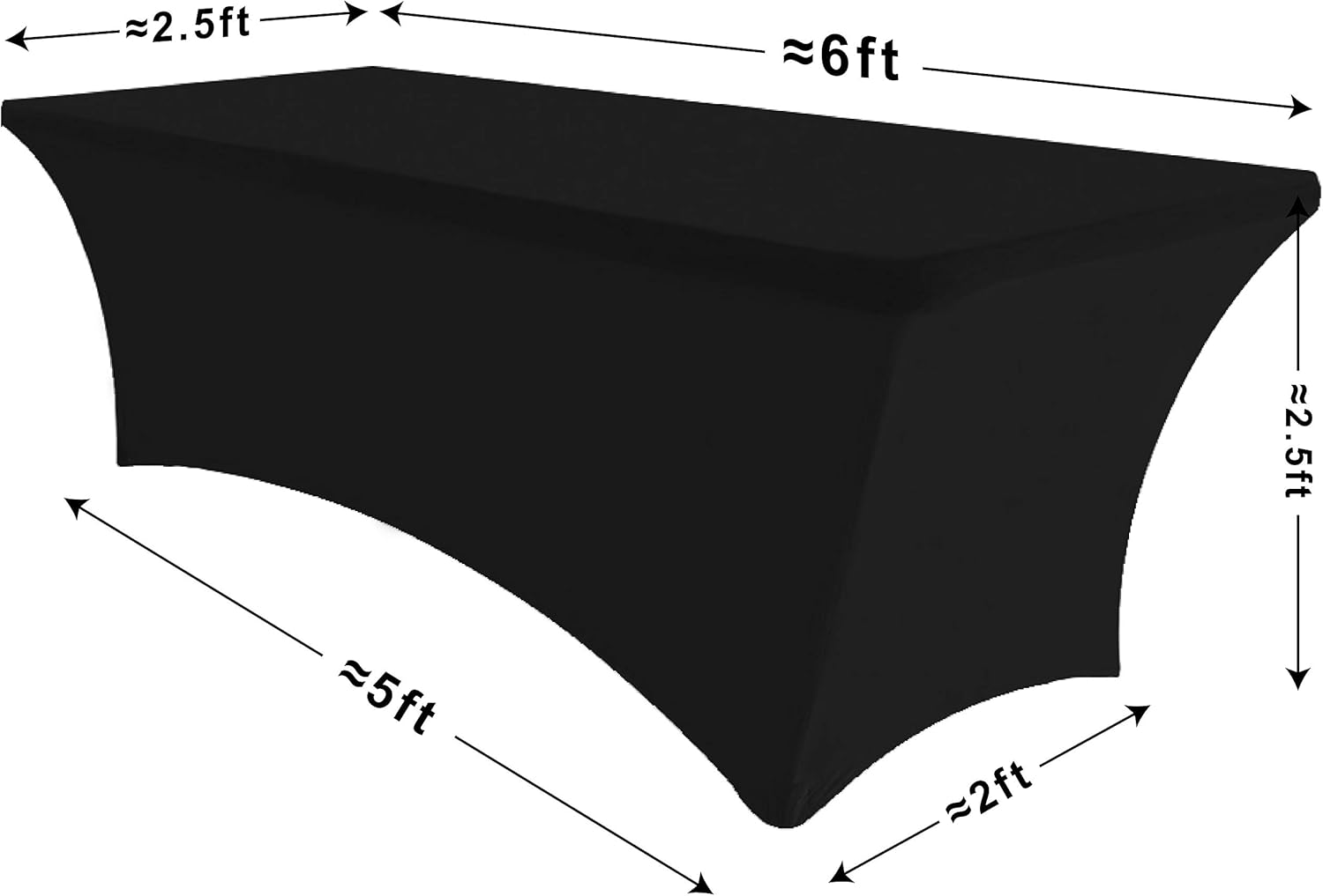 Eurmax 6Ft Rectangular Fitted Spandex Tablecloths Wedding Party Table Covers Event Stretchable Tablecloth (Black): Home & Kitchen