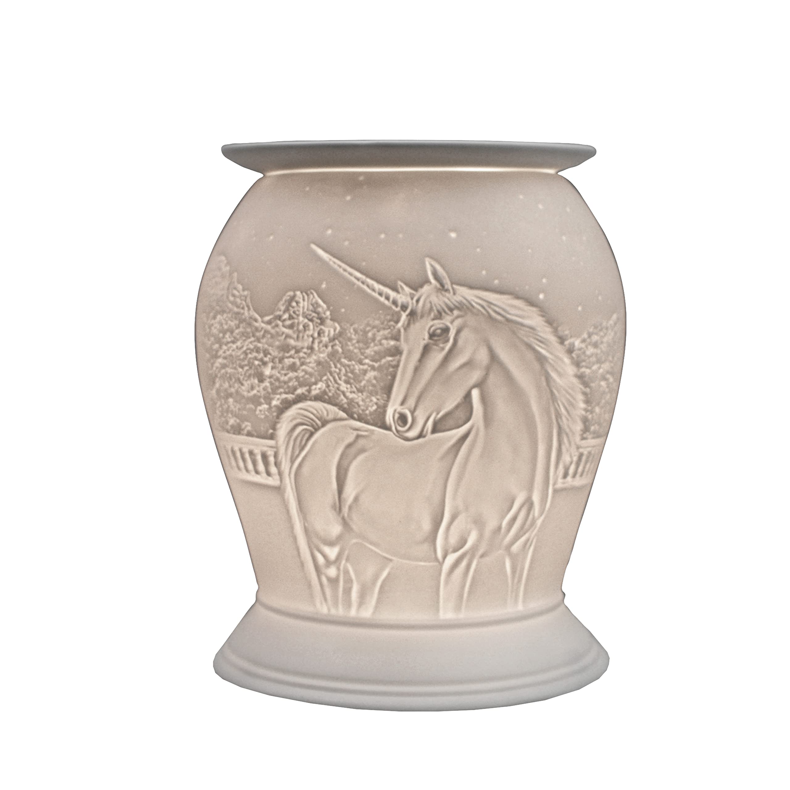 Cello Porcelain Barrel Electric Wax Burner, Unicorn Pattern - Safe For Use Around Children And Pets - Use As A Wax Or Oil Burner