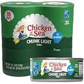 Chicken of the Sea Wild Caught Chunk Light Tuna, 5 Ounce Cans, 10-Count &ndash; High Protein 100% Classic Chunk Tuna in Water &ndash; Delicious, Easy, Nutritious Ready to Eat Meals