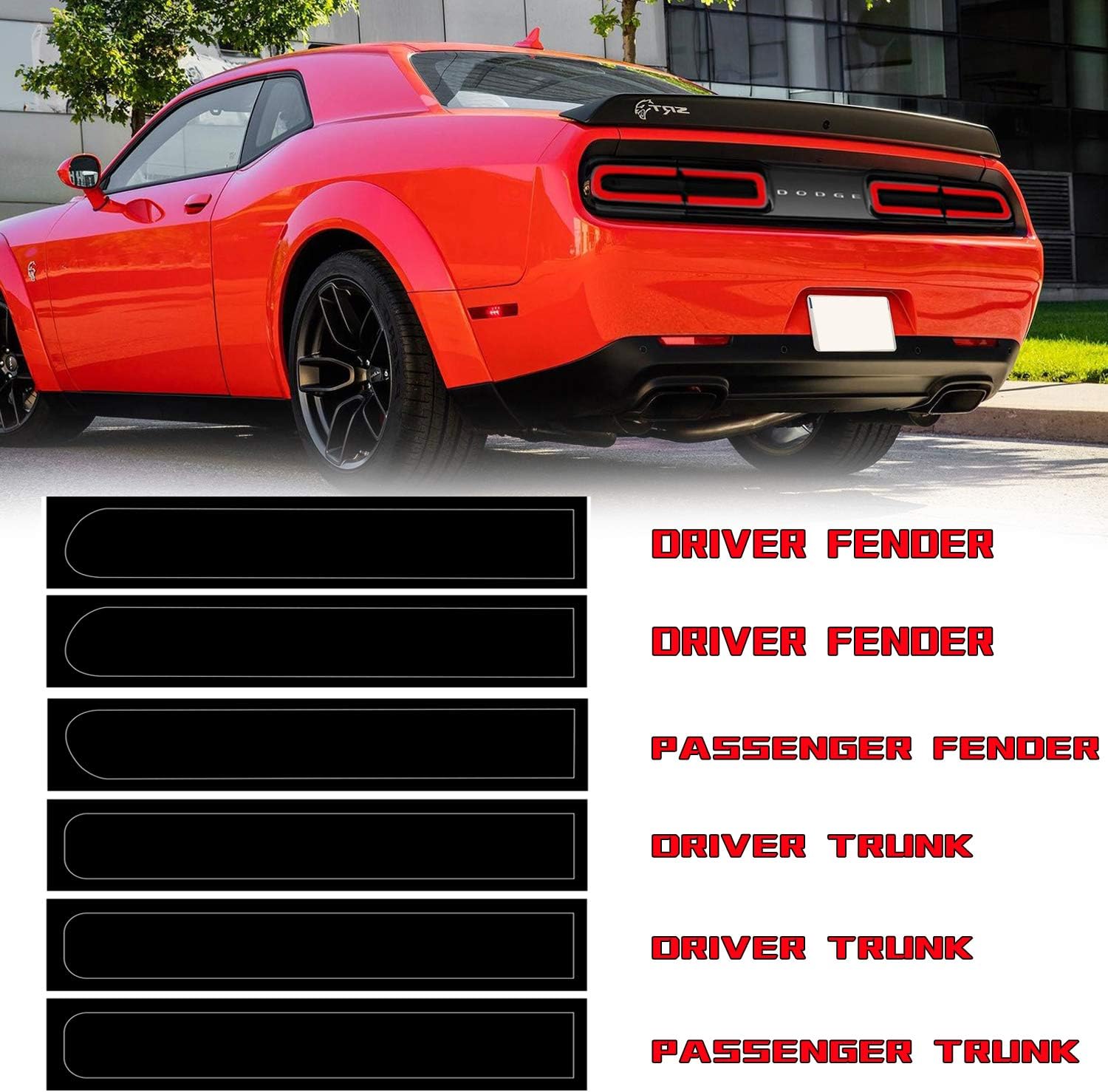 Dark Smoke Vinyl Tail Light Tint Kit Compatible for Dodge Challenger 2015-2019