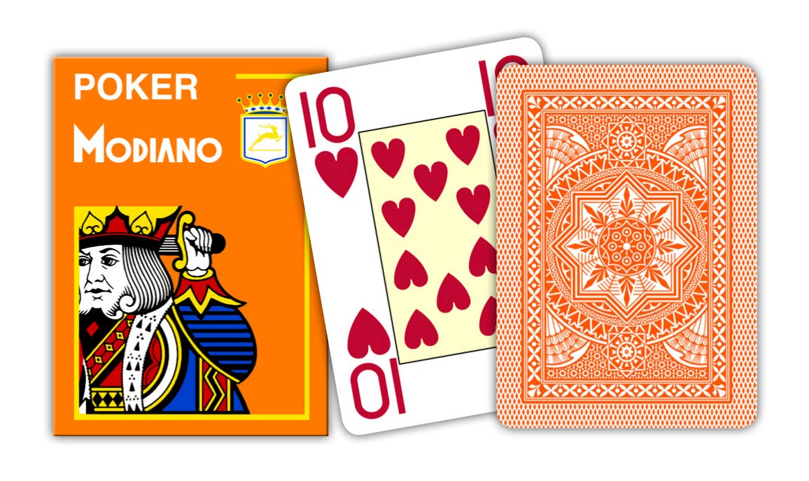 Modiano 485 Playing Cards Poker Cristallo 4 Index Orange