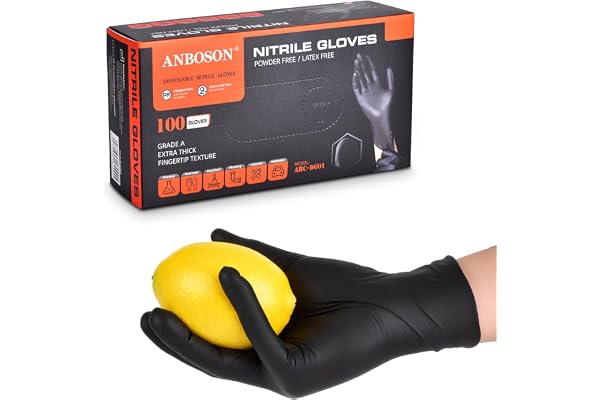 ANBOSON Nitrile Gloves ASTM D6319 - Food Handling - Powder Free and Latex Free 6 Mil Thickness Disposable Gloves for Food Pre
