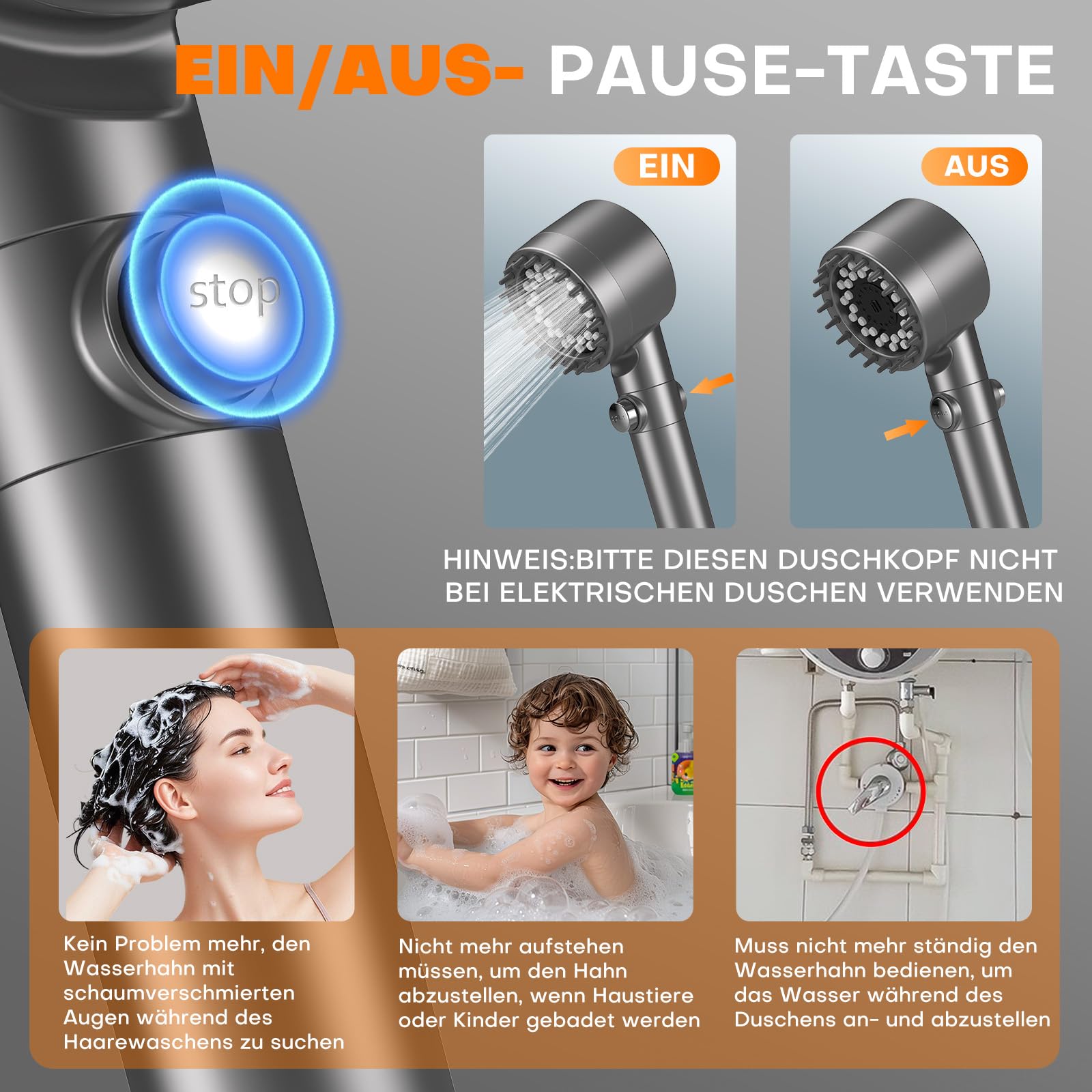 FEELSO Hochdruck-Duschkopf mit 15-Schicht-Filter und Anti-Verstopfungsdüsen 4