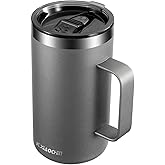 KXIAOCHEN 20oz Insulated Coffee Mug with Lid, Stainless Steel Coffee Cup, Double Wall Vacuum Coffee Tumbler with Handle, Premium Thermal Travel Coffee Mug (Silver grey)