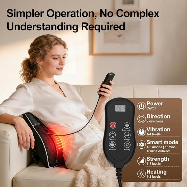 LANMUN BACK AND NECK MASSAGER WITH HEAT, DEEP TISSUE SHIATSU MASSAGE PILLOW