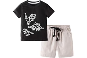 BIBNice Toddler Boy Clothes Kids Summer Cotton Outfits Shirt Short Sets Size 2-7