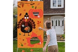TIFESON Thanksgiving Games - Thanksgiving Bean Bag Toss Game with 3 Bean Bags for Kids Adults - Turkey Hanging Toss Game Banner Fall Thanksgiving Decorations Supplies
