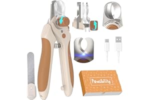 Pawsibility Pet Nail Clipper PRO 2026 -​​ ​​Quick-Vision LED Light | 2-Stage Adjustable Professional-Grade Blade | Adjustable Magnifier Safety Guard - for Cats, Small, Medium and Large Dogs - Brown