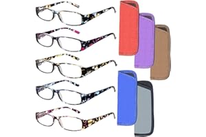 5 Pack Reading Glasses for Women Blue Light Blocking Fashion Spring Hinges Computer Readers Anti UV/Glare Eyeglasses