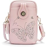 KITEVIUN Small Crossbody Bags for Women, Lightweight Mini Cute Cell Phone Purse for Women with Tassel Shining Butterfly