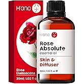 H'ana Rose Essential Oil for Skin Use & Aromatherapy - 100% Natural Rose Oil for face - Rose Oil Essential Oil for Diffuser, 