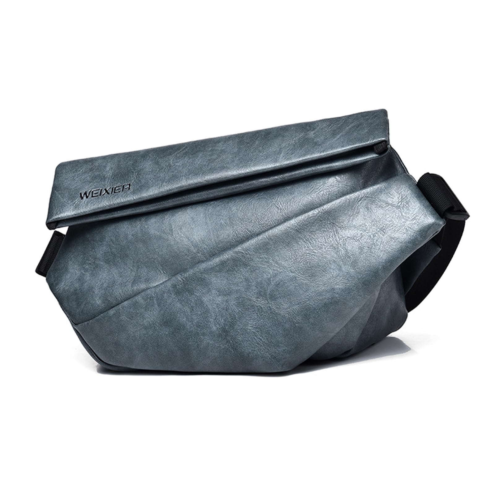 FANDARE Sling Bag Men Chest Bag PU Leather Shoulder Bag Ultralight Chest Crossbody Bags Vintage Waterproof Small Backpack for Outdoor Work Hiking Running Sport Business Travel Bag Grey